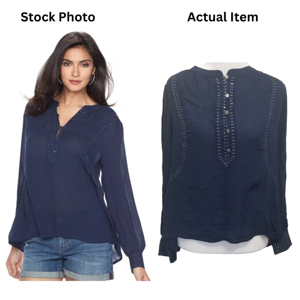 Jennifer Lopez Popover Henley Long Sleeves Top